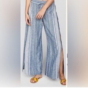 Express High Rise Split Wide Leg Linen Pants